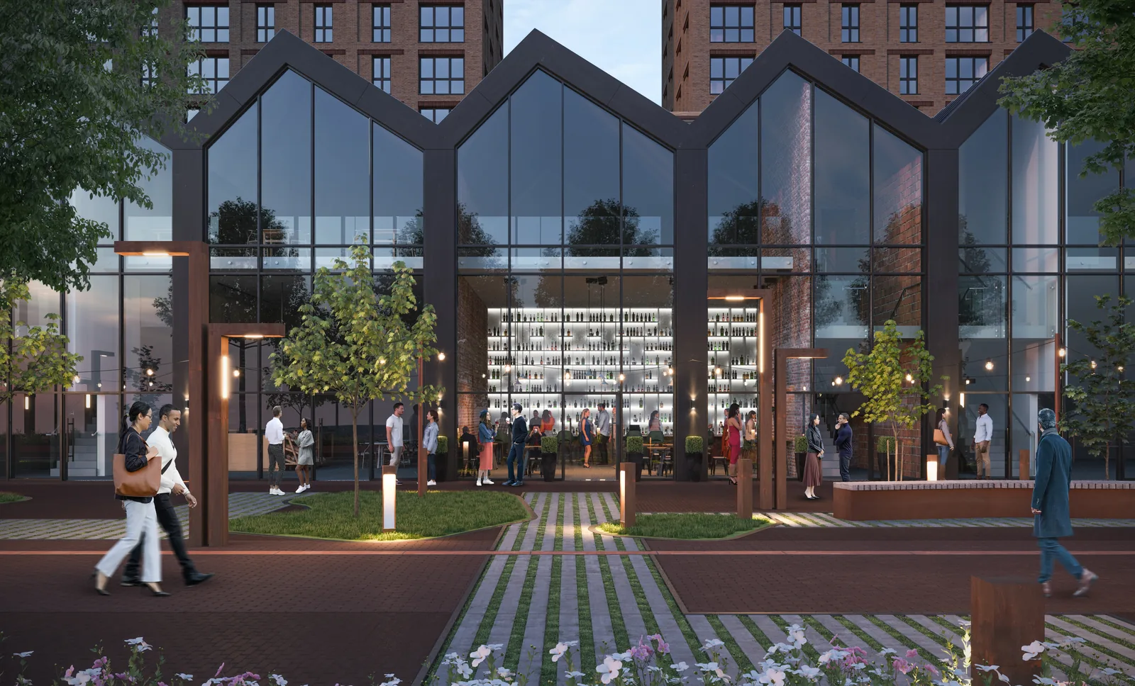 Waterhouse Gardens — entrance and clubhouse at the Greengate development, Manchester (CGI)